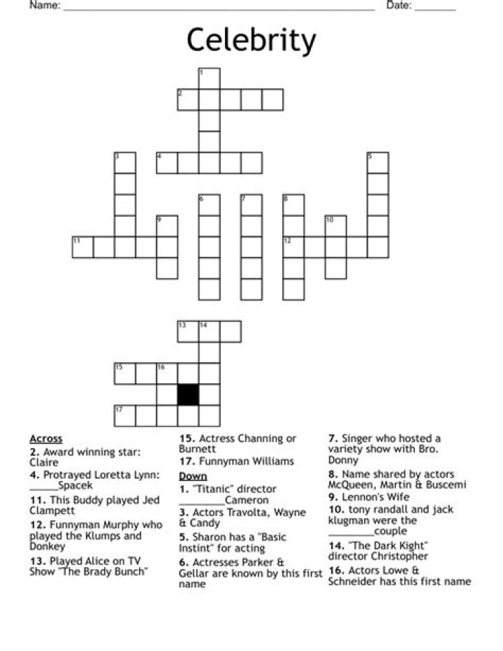 Celebrity CrossWord WordMint