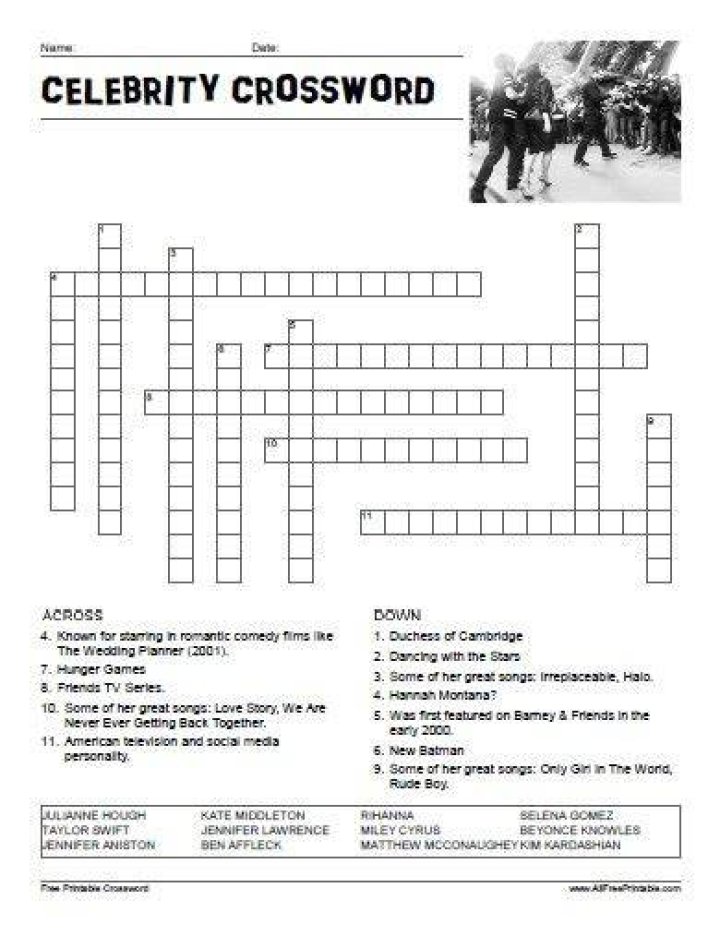 Free Printable Celebrity Crossword Puzzles Printable Crossword Puzzles