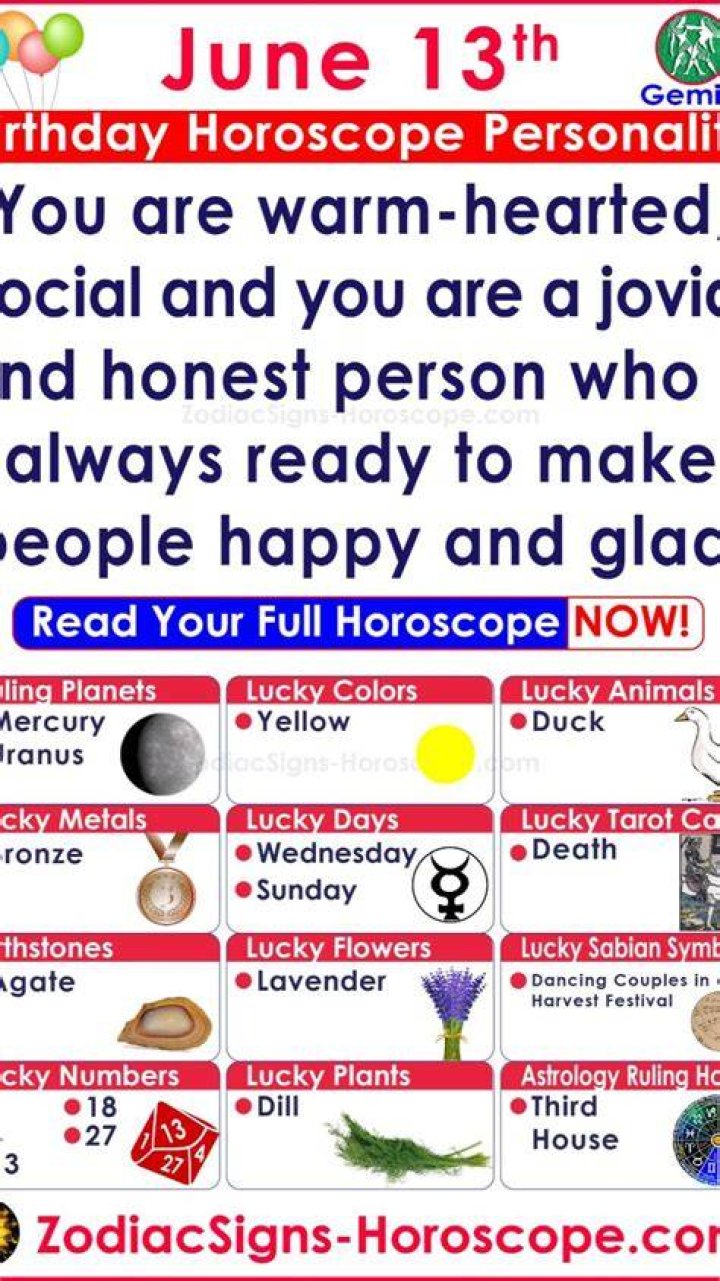 June 13 Zodiac Horoscope Birthday Personality
