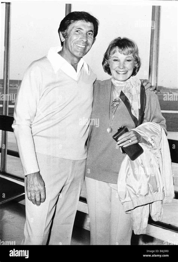 June Allyson actress with her husband David Ashrow At Londons Heathrow airport She is due to