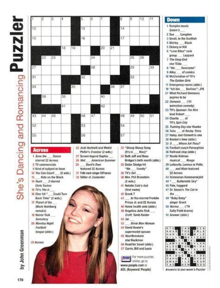 Printable People Magazine Crossword Puzzles Printable Crossword Puzzles