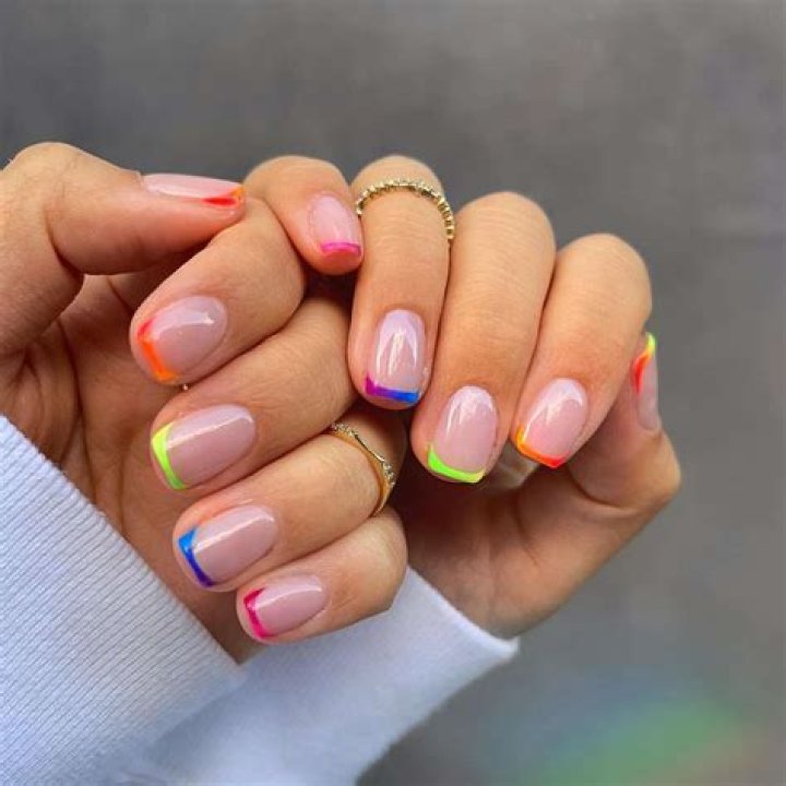 Splash of color French tip nails, Orange nails, Nails